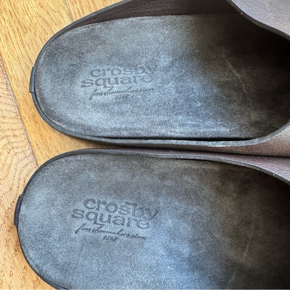 Crosby Square Men’s Chocolate Brown Leather Suede Lined Mules Clogs Size 9 - Picture 6 of 13